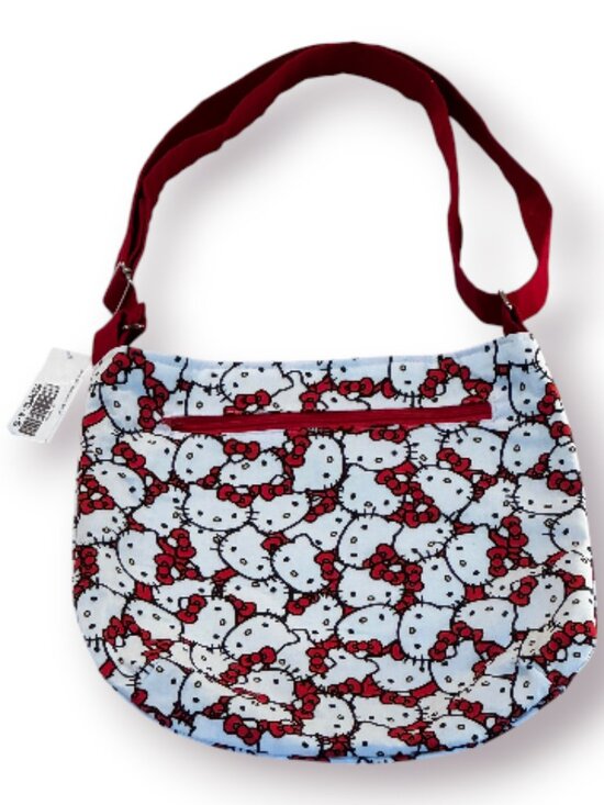 Sanrio Handbags - Sanrio Hello Kitty Canvas Hobo Crossbody Bag All Over Print NWT Red